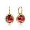 Online Gabriel & Co. 14K Yellow Gold Round Garnet Earrings With Flower Pattern J-Back