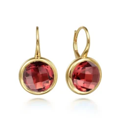 Online Gabriel & Co. 14K Yellow Gold Round Garnet Earrings With Flower Pattern J-Back