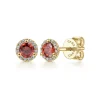 Gabriel & Co. 14K Yellow Gold Round Halo Garnet and Diamond Stud Earrings