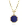 Online Gabriel & Co. 14K Yellow Gold Round Lapis Inlay Pendant With Detachable Bail