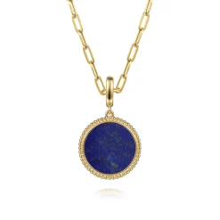 Online Gabriel & Co. 14K Yellow Gold Round Lapis Inlay Pendant With Detachable Bail