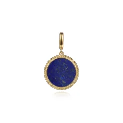 Online Gabriel & Co. 14K Yellow Gold Round Lapis Inlay Pendant With Detachable Bail