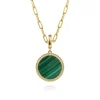 New Gabriel & Co. 14K Yellow Gold Round Malachite Inlay Pendant With Detachable Bail