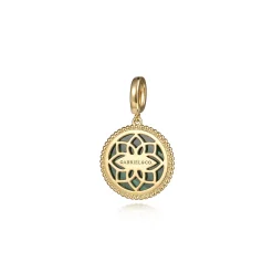 New Gabriel & Co. 14K Yellow Gold Round Malachite Inlay Pendant With Detachable Bail