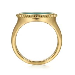 Outlet Gabriel & Co. 14K Yellow Gold Round Malachite Inlay Signet Ring