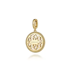 Discount Gabriel & Co. 14K Yellow Gold Round Mother of Pearl Inlay Pendant With Detachable Bail