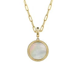 Discount Gabriel & Co. 14K Yellow Gold Round Mother of Pearl Inlay Pendant With Detachable Bail