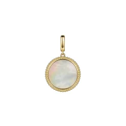 Discount Gabriel & Co. 14K Yellow Gold Round Mother of Pearl Inlay Pendant With Detachable Bail