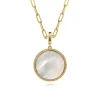 Clearance Gabriel & Co. 14K Yellow Gold Round Mother of Pearl Inlay Pendant With Detachable Bail