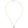 Best Gabriel & Co. 14K Yellow Gold Round Pave Diamond Floating Pendant Necklace with Wide Border