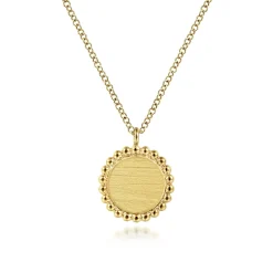 Outlet Gabriel & Co. 14K Yellow Gold Round Pendant Necklace with Bujukan Bead Frame