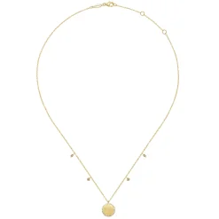 Gabriel & Co. 14K Yellow Gold Round Pendant Necklace with Diamond Halo