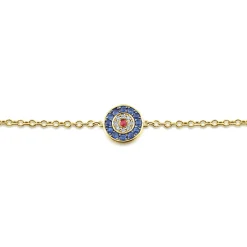 Hot Gabriel & Co. 14K Yellow Gold Round Sapphire Diamond and Ruby Evil Eye Bracelet