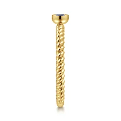 New Gabriel & Co. 14K Yellow Gold Round Sapphire Ring with Twisted Rope Shank