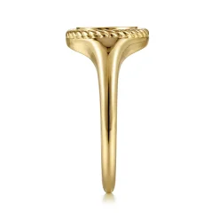 Clearance Gabriel & Co. 14K Yellow Gold Round Signet Ring with Twisted Rope Frame