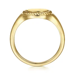 Clearance Gabriel & Co. 14K Yellow Gold Round Signet Ring with Twisted Rope Frame