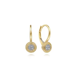 Discount Gabriel & Co. 14K Yellow Gold Round Twisted Rope Frame Diamond Leverback Earrings