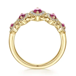 Online Gabriel & Co. 14K Yellow Gold Ruby and Diamond Halo Marquise Ladies Ring