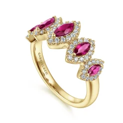 Online Gabriel & Co. 14K Yellow Gold Ruby and Diamond Halo Marquise Ladies Ring