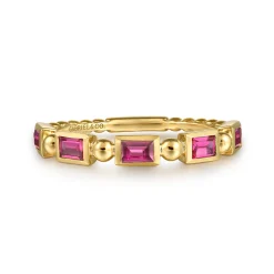 Sale Gabriel & Co. 14K Yellow Gold Ruby Geometric Stackable Ring