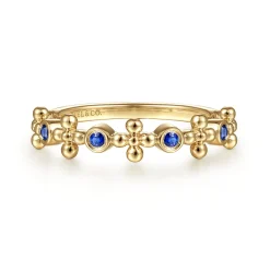 Best Gabriel & Co. 14K Yellow Gold Sapphire and Bujukan Bead Station Ring