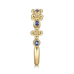 Best Gabriel & Co. 14K Yellow Gold Sapphire and Bujukan Bead Station Ring