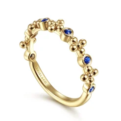 Best Gabriel & Co. 14K Yellow Gold Sapphire and Bujukan Bead Station Ring