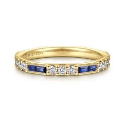 Online Gabriel & Co. 14K Yellow Gold Sapphire Baguette and Diamond Stackable Ring