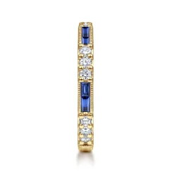 Online Gabriel & Co. 14K Yellow Gold Sapphire Baguette and Diamond Stackable Ring