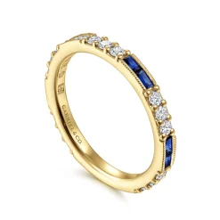 Online Gabriel & Co. 14K Yellow Gold Sapphire Baguette and Diamond Stackable Ring