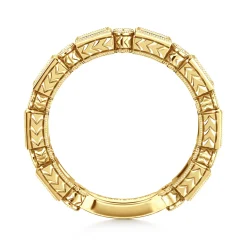 Outlet Gabriel & Co. 14K Yellow Gold Sapphire Baguette and Diamond Round Stackable Ring