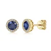 Hot Gabriel & Co. 14K Yellow GoldSapphire Halo Stud Earrings