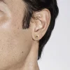 Discount Gabriel & Co. 14K Yellow Gold Sapphire Mens Angular Cuts Single Stud Earring