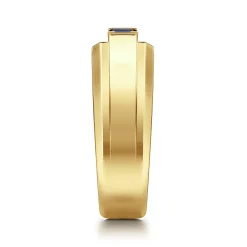 Outlet Gabriel & Co. 14K Yellow Gold Sapphire Men's Ring in Sand Blast Finish