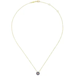 Hot Gabriel & Co. 14K Yellow Gold Sapphire Ruby and Diamond Evil Eye Pendant Necklace