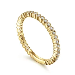 Sale Gabriel & Co. 14K Yellow Gold Scalloped Diamond Stackable Ring