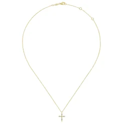 Outlet Gabriel & Co. 14K Yellow Gold Sculpted Diamond Cross Pendant Necklace