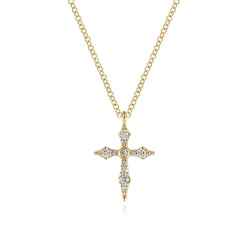 Outlet Gabriel & Co. 14K Yellow Gold Sculpted Diamond Cross Pendant Necklace