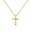 Discount Gabriel & Co. 14K Yellow Gold Sculpted Diamond Cross Pendant Necklace