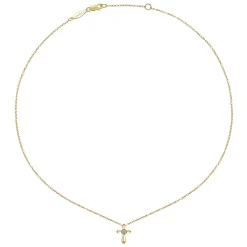 Discount Gabriel & Co. 14K Yellow Gold Sculpted Diamond Cross Pendant Necklace