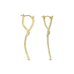 Clearance Gabriel & Co. 14K Yellow Gold Sculptural Diamond Drop Earrings