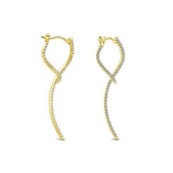 Clearance Gabriel & Co. 14K Yellow Gold Sculptural Diamond Drop Earrings