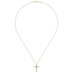 Online Gabriel & Co. 14K Yellow Gold Segmented Diamond Cross Necklace