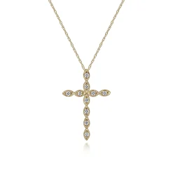 Online Gabriel & Co. 14K Yellow Gold Segmented Diamond Cross Necklace