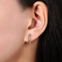 Hot Gabriel & Co. 14K Yellow Gold Segmented 10mm Diamond Huggies