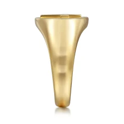 New Gabriel & Co. 14K Yellow Gold Signet Mens Ring in Sand Blast Finish