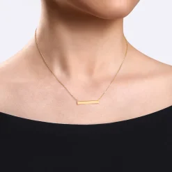 Gabriel & Co. 14K Yellow Gold Smooth Bar ID Necklace