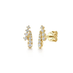 Discount Gabriel & Co. 14K Yellow Gold Spike Bypass Graduating Diamond Stud Earrings