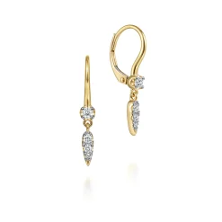 New Gabriel & Co. 14K Yellow Gold Spiked Diamond Drop Earrings