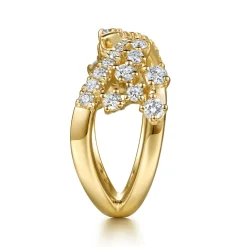 Clearance Gabriel & Co. 14K Yellow Gold Spike Diamond And Waterfall Bypass Ring